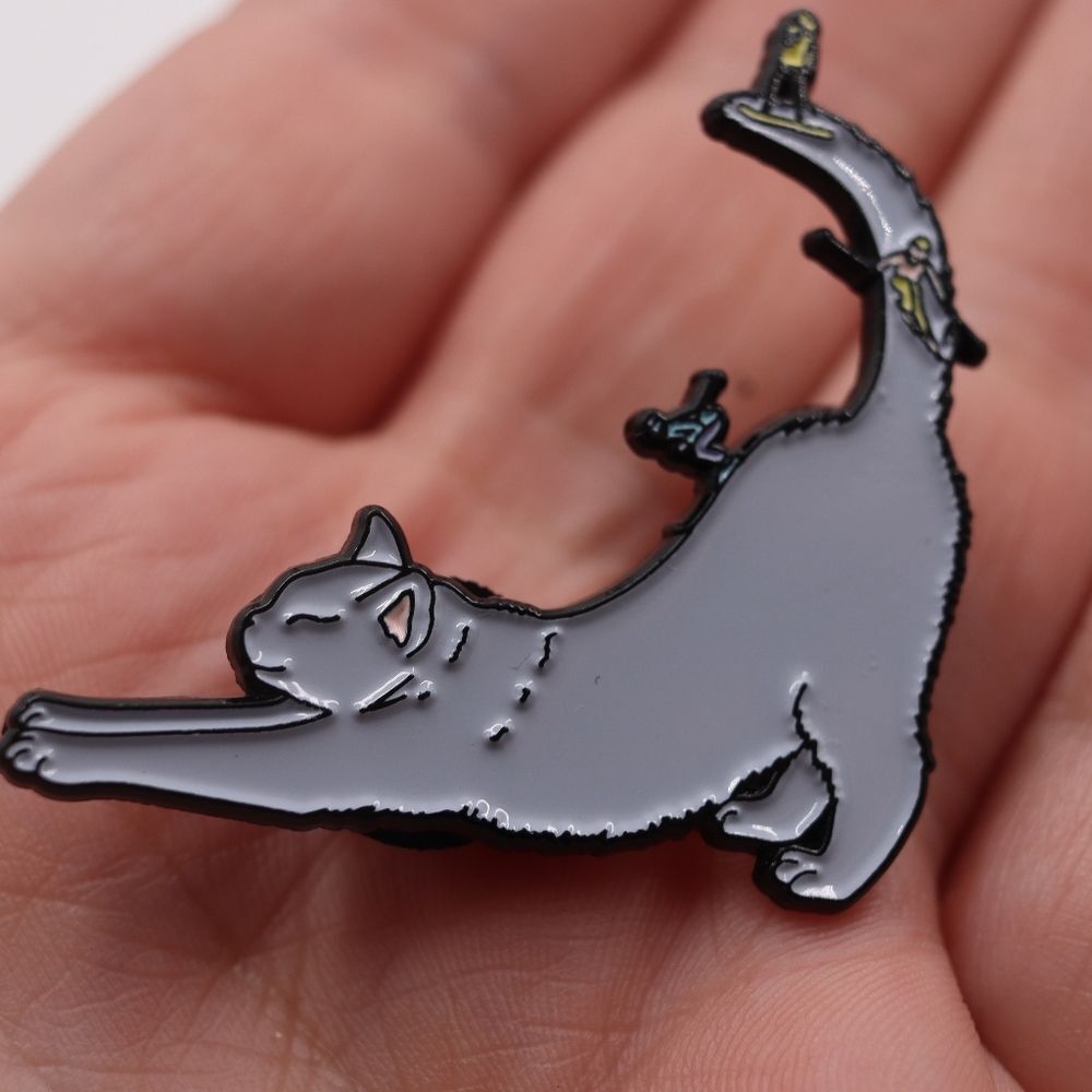 Enamel Novelty Cat Pin Snowboard Ski Kitty Cat Cat Lady Kawaii Cute Pin